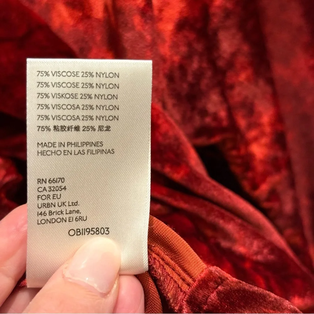 NWT - Anthropologie Pilcro Orsay Cherry Red Velvet Button Down Top Size L - Picture 7 of 10